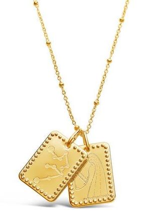 Sterling Forever 14K Gold Plated Brass Zodiac Tag Necklace - Aries in Gold - Aquarius at Nordstrom Rack