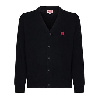 Kenzo Cardigans, male, Black, Size: XS Boke Flower Embroidered Cardigan