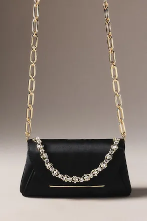Badgley Mischka Seraphina Satin Clutch with Crystal Handslip