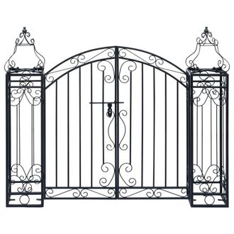 Berkfield Home Ornamental Garden Gate Wrought Iron 122x20.5x100 cm in Black