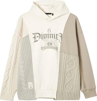 Five CM Felpa con design patchwork e cappuccio - Toni neutri