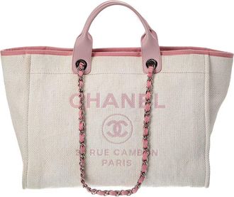 Chanel White Monogram Canvas Deauville Tote (Authentic Pre-Loved)