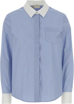 Tory Burch Geborduurde poplin blouse - Dames - Overhemden - Blauw - 2XS - Katoen - Overhemden