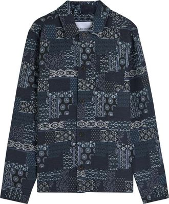 Les Deux Layton Jacquard Woven Overshirt - Blue - XL
