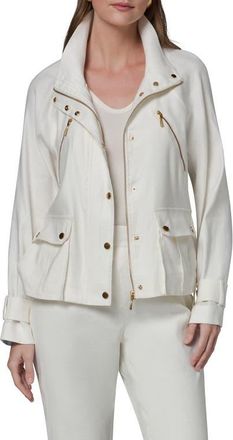 DKNY Linen Blend Jacket in Cream at Nordstrom, Size X-Large