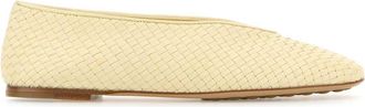 Bottega Veneta Womens Pastel Yellow Leather Rosa Ballerinas - Ivory Sheepskin - Size EU 41