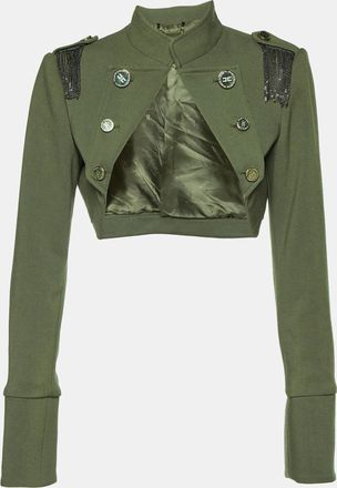 Elisabetta Franchi Celyn B. Olive Green Cady Bolero Jacket