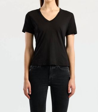 Cotton Citizen Standard V-Neck Tee In Jet Black