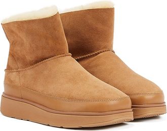FitFlop Fitflop Shearling WoMens Tan Boots - Beige Leather - Size UK 4