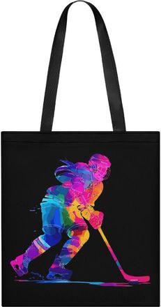 Generic Ice Hockey Player Woman Watercolor Tote Bag for Women Men Shoulder Bags Purses Pouch Handbags