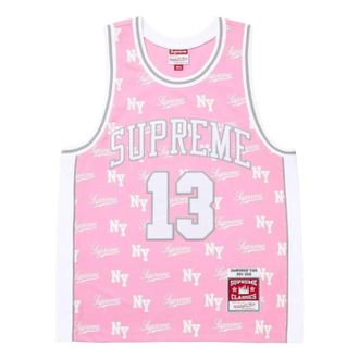 SUPREME x Mitchell & Ness SS26 Monogram Basketball Jersey Pink SUP-SS26-220-PNK