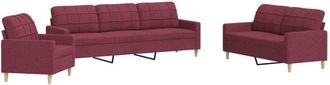 vidaXL Vidaxl - Juego De Sof&aacute;s 3 Piezas Tela Rojo Tinto