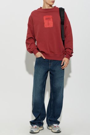 Palm Angels Cotton Sweatshirt With Print, Mens, Red
