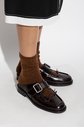 Marni Leather Slides, Womens, Burgundy