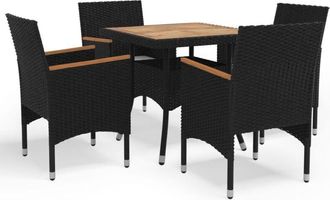 vidaXL Vidaxl - Muebles De Jard&iacute;n 5 Piezas Rat&aacute;n Sint&eacute;tico Negro Y Acacia