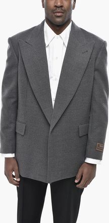 Gucci Giacca Open Front in Lana con Rever a Lancia Gucci