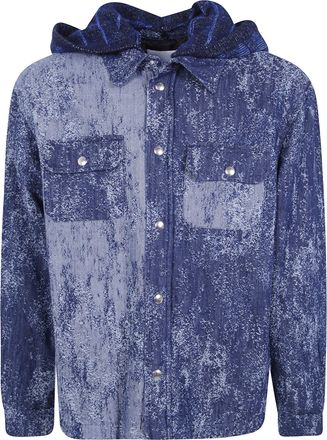 Laneus Shirt Blue Denim Shirt Man