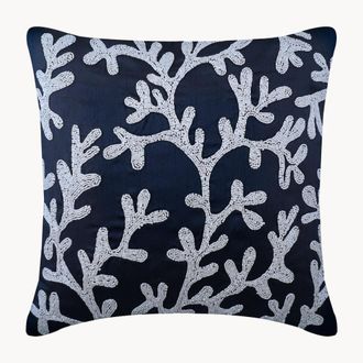 OEM Funda De Almohada Azul Marino De 45 X 45 Cm, Con Tem&aacute;tica Playera De Corales Y Vida Marina, Apta Para Rellenos De Almohada De 45 X 45 Cm, Estampado Fl