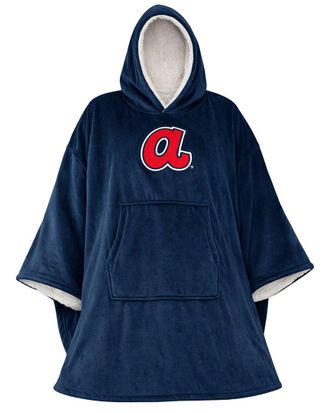 Pegasus Sports Atlanta Braves Mlb Logo Hooded Fleece Blanket Poncho