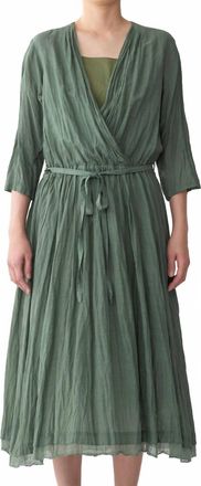 Pas de Calais Botanical Dye Belted Dress In Green
