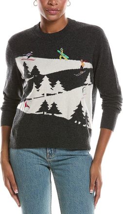 Autumn Cashmere Snowscape Skiers 100% Cashmere Sweater