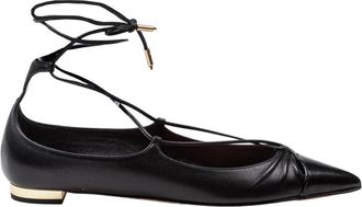 Aquazzura Gabi Flat - Dames - Ballerinas - Zwart - 37 1/2 EU - Leer - Schoenen