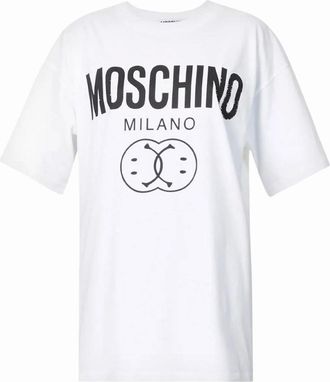 Moschino Womens Moschino Double Smiley White T-Shirt - Size: 18/20