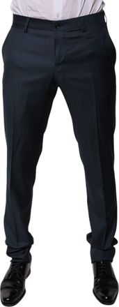 Dolce & Gabbana Blue Wool Tapered Formal Dress Mens Pants (Pre-Owned)