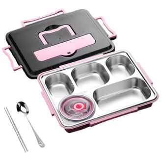 OEM Fiambrera Bento De Acero Inoxidable A Prueba De Fugas En Color Rosa, Apta Para S&aacute;ndwiches, De Calidad Alimentaria, Compacta Y Ligera Para Ni&ntilde;os Y Adul