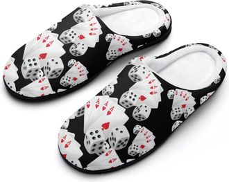 Generic Dice And Poker Cotton Slippers for Women Indoor Outdoor Slipper Slip-On Memory Foam Home Shoes