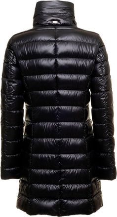 Herno Womens Long Down Jacket Black Polyamide Puffer