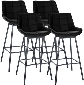Clp Juego De 4 Taburetes De Bar Weston Giratorios Negro Simil Cuero