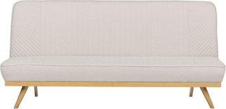 Beliani Modern Armless Fabric 2-Person Sleeper Sofa Couch Tufted Backrest Seat Metal Legs Wood Finish Beige Kalfafell