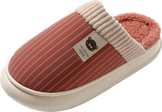 Generic Womens Slippers Warm Winter Slippers Womens Plush Lined Felt Slippers Slip On Flat Comfortable House Slippers with Soft Rubber Sole Winter Slippers El