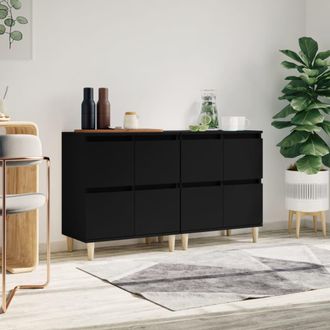 vidaXL Vidaxl - Aparadores 2 Uds Madera Contrachapada Negro 60x35x70 Cm