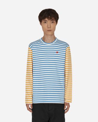 Comme Des Garçons Bi-Color Stripe Longsleeve T-Shirt Blue