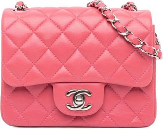 Chanel Hobo Bags - 2019 Mini Square Classic Lambskin Single Flap - Gr. unisize - in Rosa - für Damen