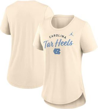 Jordan Brand Womens Jordan Brand Tan North Carolina Tar Heels Script Logo Tri-Blend T-Shirt at Nordstrom, Size Xx-Large
