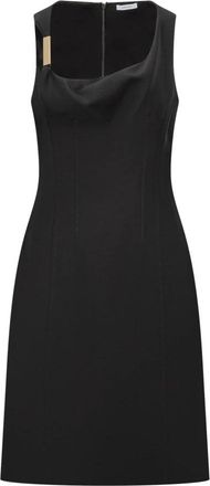 Ferragamo Jurken met vierkante halslijn en ritssluiting - Dames - Casual kleedjes - Zwart - M - Kleedjes