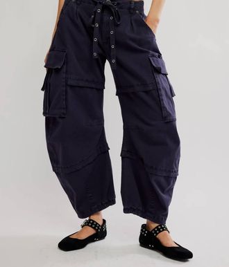 Free People Reef Curved Cargo Twill Pants In Black