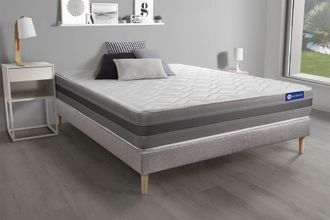 Actisom Somier gris + colch&oacute;n con espuma viscoel&aacute;stica 120 x 195