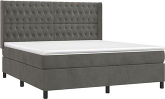 vidaXL Vidaxl - Cama Box Spring Colch&oacute;n Y Led Terciopelo Gris Oscuro 180x200 Cm