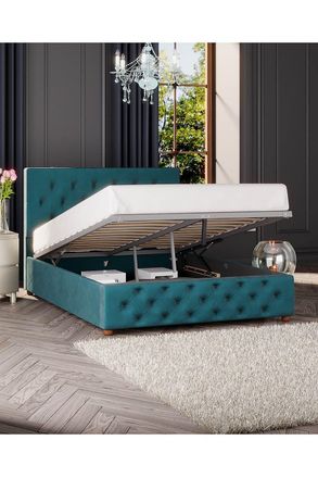 Laurence Llewelyn-Bowen Luna Ottoman Storage Bed in Plush Velvet Fabric, Custom Made in Emerald | Size: Single