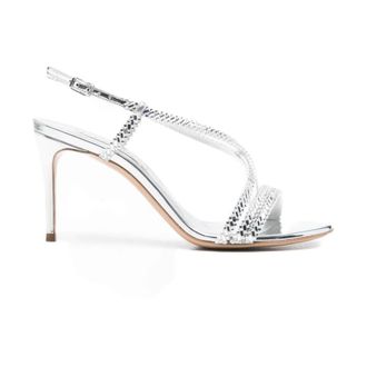 Casadei High Heel Sandals, female, Gray, Size: 11 US Embellished Stiletto Heel Sandals