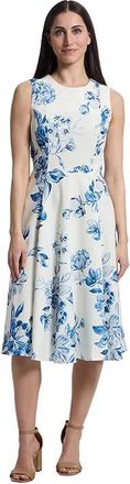 Calvin Klein Sleeveless Floral Fit And Flare Womens Dress Cham : 12, Polyester/Spandex
