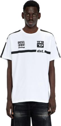 Diesel Cotton T-shirt with contrast graphic prints - T-Shirts - Man - White