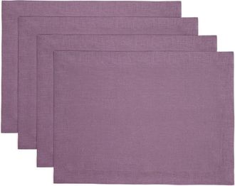Solino Home Linen Placemats Set of 4, 14 x 19 Inch for Dining Table, Holiday and Everyday Table Decor - Fete in Mulberry at Nordstrom, Size Medium