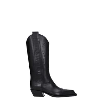 Off-white Black Leather Womens Boots