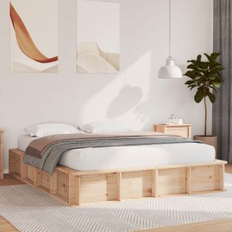 Berkfield Home Bed Frame with Lift-Up Storage, 160 x 200 cm, Solid Pine in Beige | Size: 160 x 200 cm