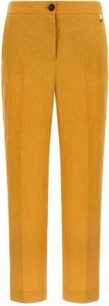 Herno Broek van puur linnen - Dames - Slim Fit Broeken - Geel - S - Linnen - Broeken
